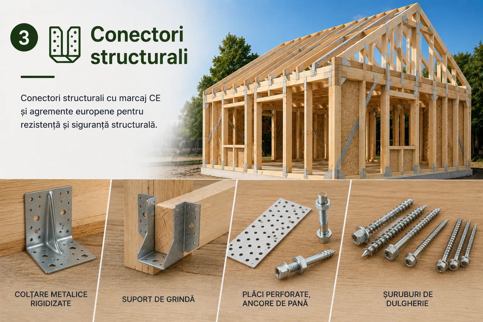 Conectorii metalici, diblurile și șuruburile pentru lemn