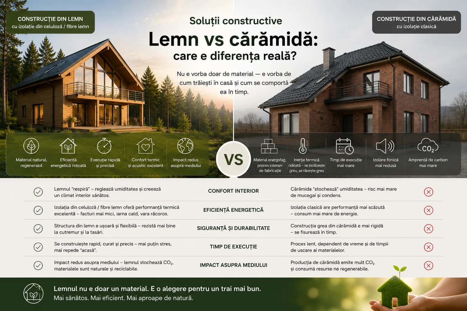 Lemn vs cărămidă: care e diferența reală?