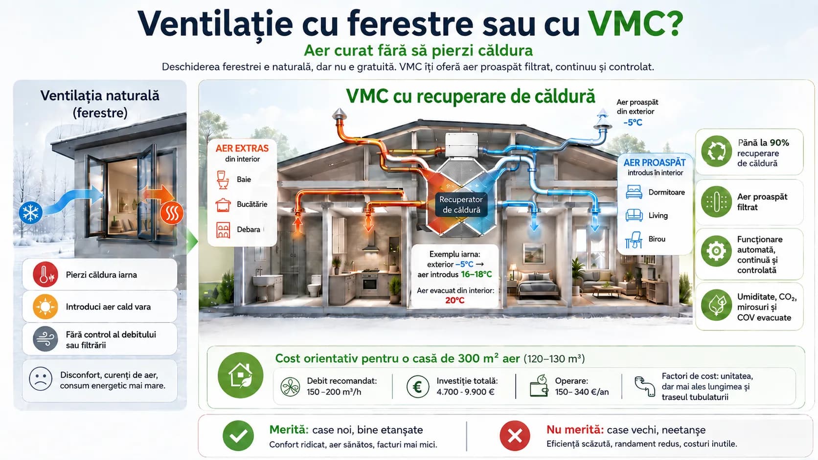 Ventilație cu ferestre sau cu VMC?