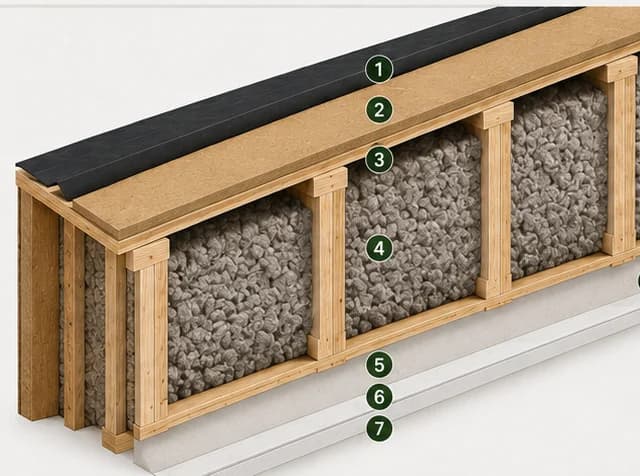 Stratificația șarpantei S1 Premium, U = 0,10 W/m²K, cu căpriori I Joist 360 mm