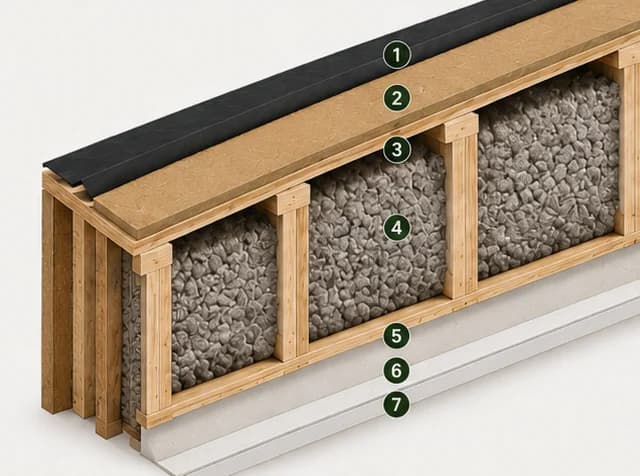 Stratificația șarpantei S2 Eficient, U = 0,15 W/m²K, cu căpriori I Joist 300 mm