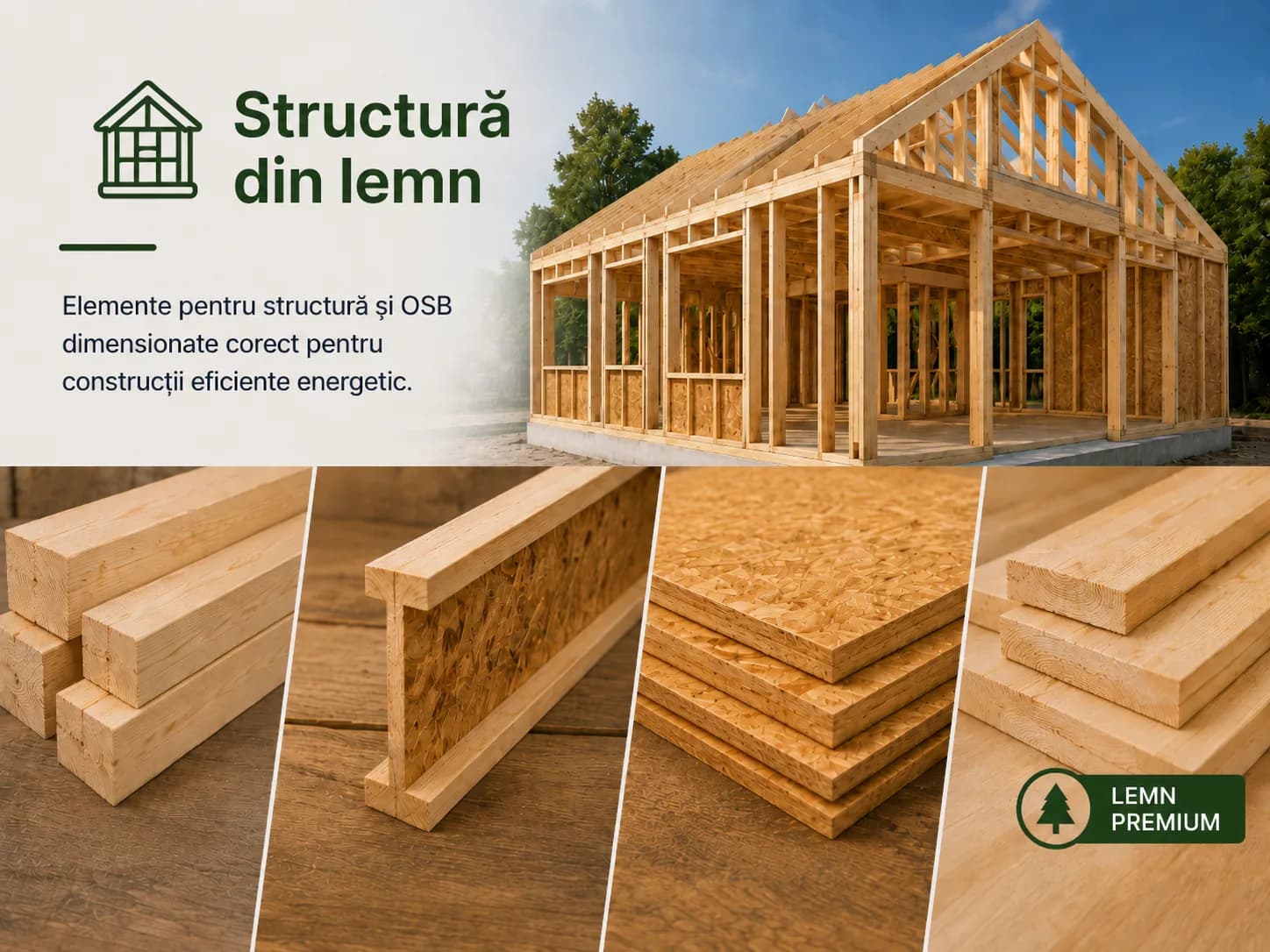 Casă pe structură din lemn în construcție