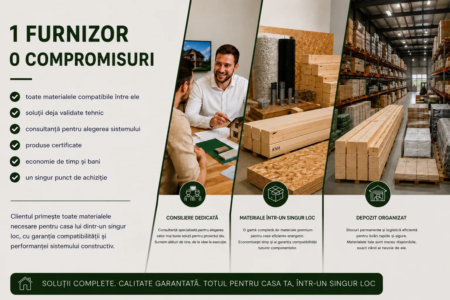 Un singur furnizor, zero compromisuri: toate materialele compatibile, certificate, dintr-un singur loc